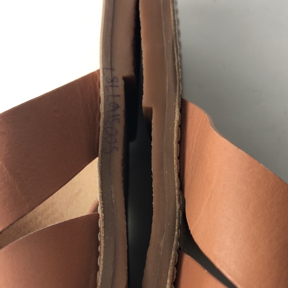 Madewell Cognac Brown Leather Crisscross Slide Sandals - Picture 6 of 11